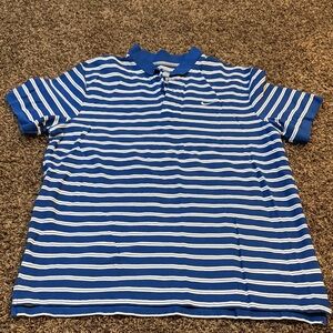 Nike Blue and White Striped Men's Polo Shirt